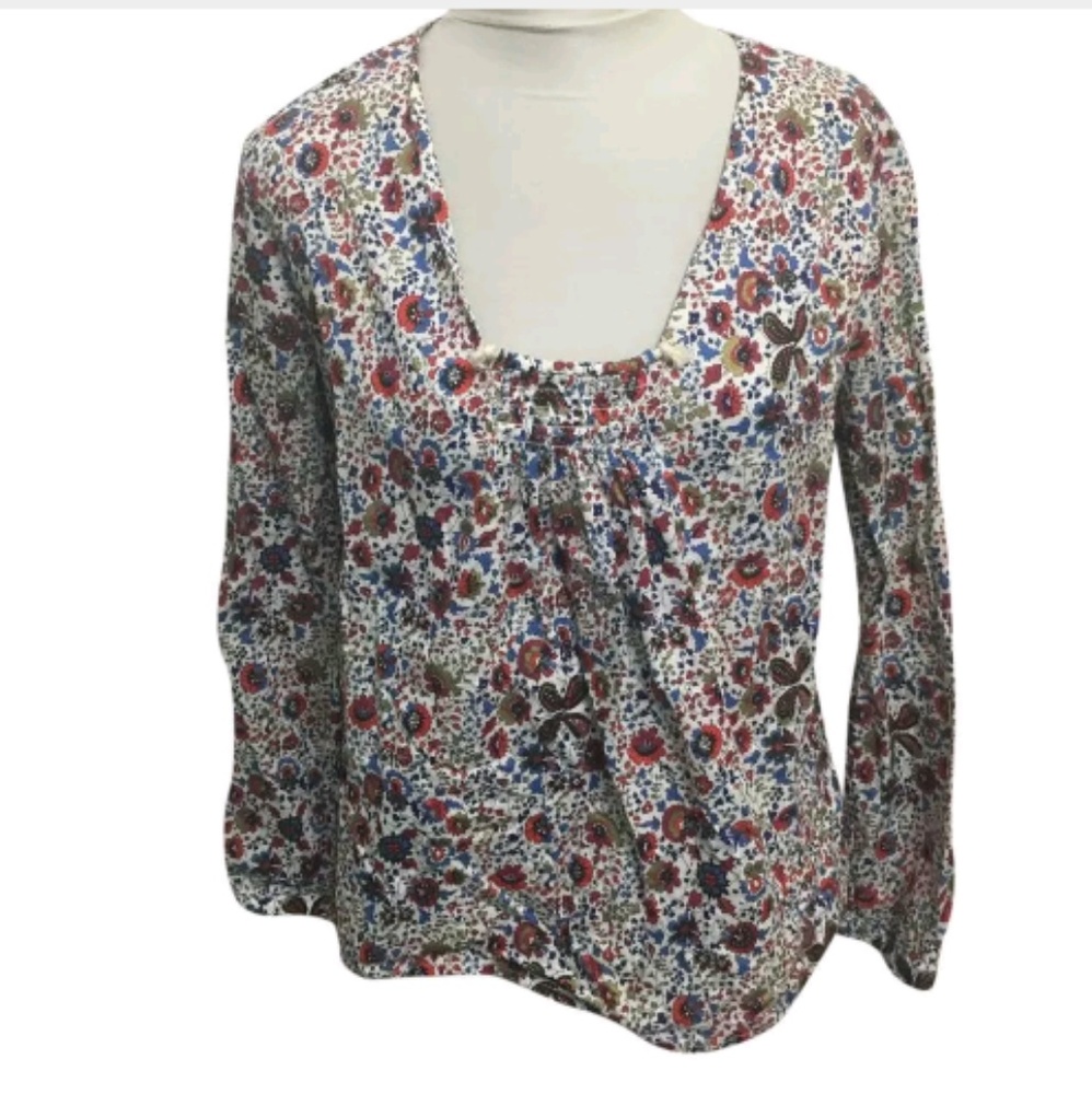 Les Prairies De Paris Floral Woven Pullover Top